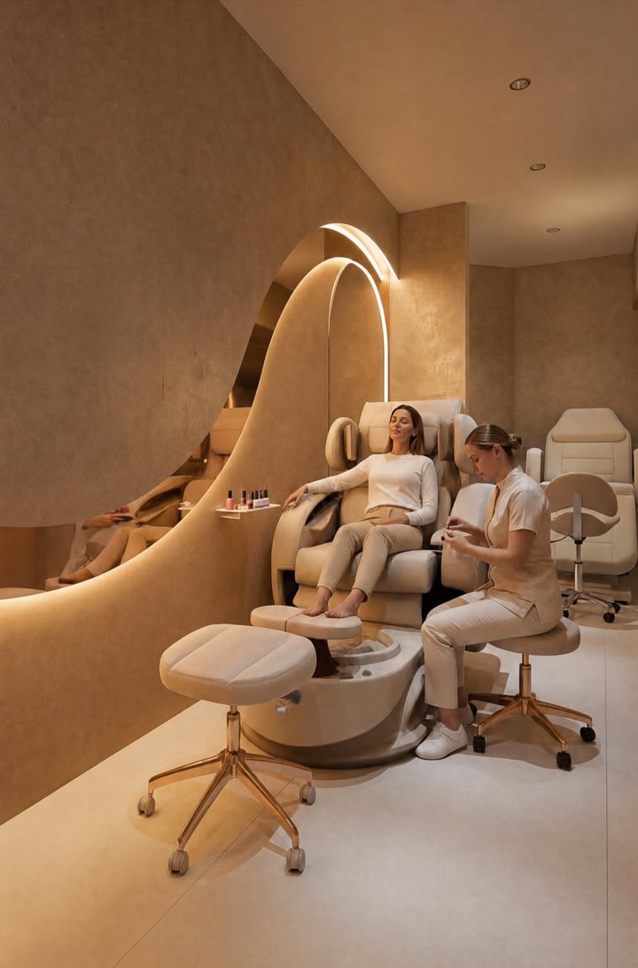 A client in the pedicure lounge, from our campaign